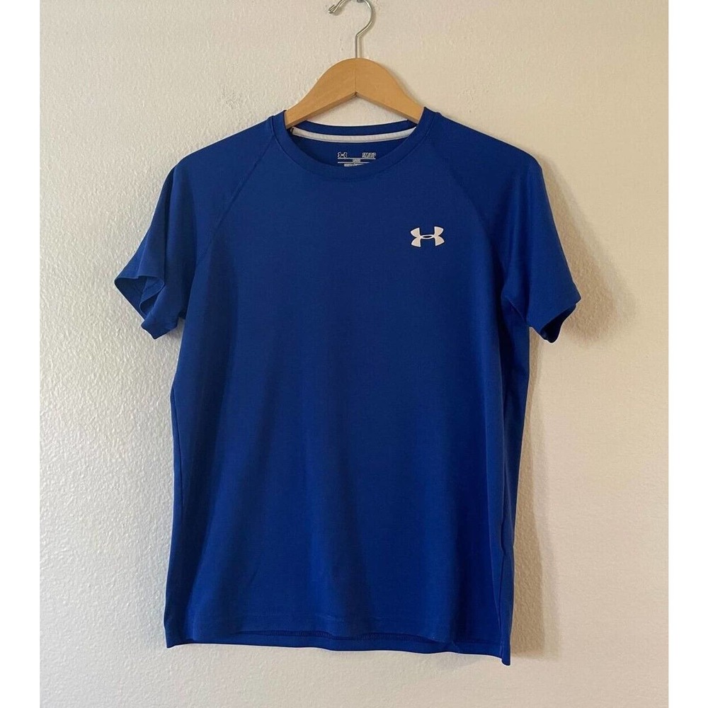 Under Armour Size S Men's HeatGear Loose T-Shirt Short Sleeve Crew Neck Blue